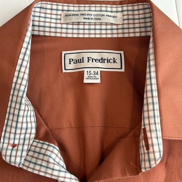 Paul Fredrick 15-34 Slim Fit 100% Cotton Long Sleeve Button Down Collared Shirt - Picture 6 of 10
